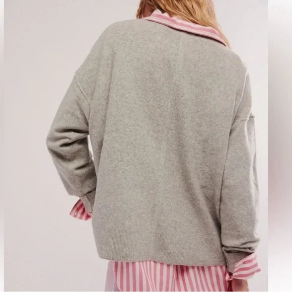 NWOT Free people Luna pullover in grey size small - Picture 3 of 3
